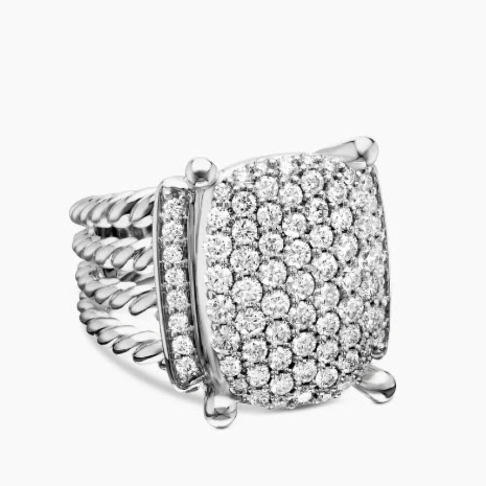 David Yurman Diamond Wheaton 16 x 12 Pave Ring .925  Sz 5.5